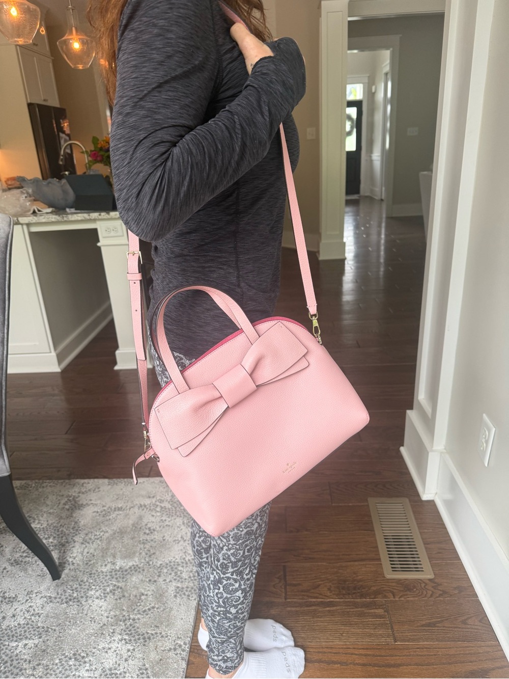 kate spade Pink Pebbled Leather Bow Dome Satchel